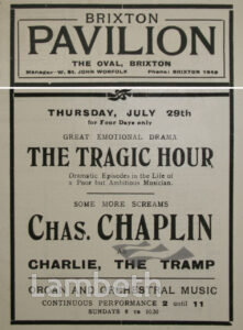 ADVERT: CHARLIE CHAPLIN IN THE TRAGIC HOUR, BRIXTON PAVILION