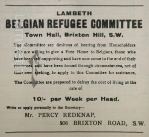 ACCOMMODATION PLEA, BELGIUM REFUGEES, TOWN HALL, WORLD WAR I