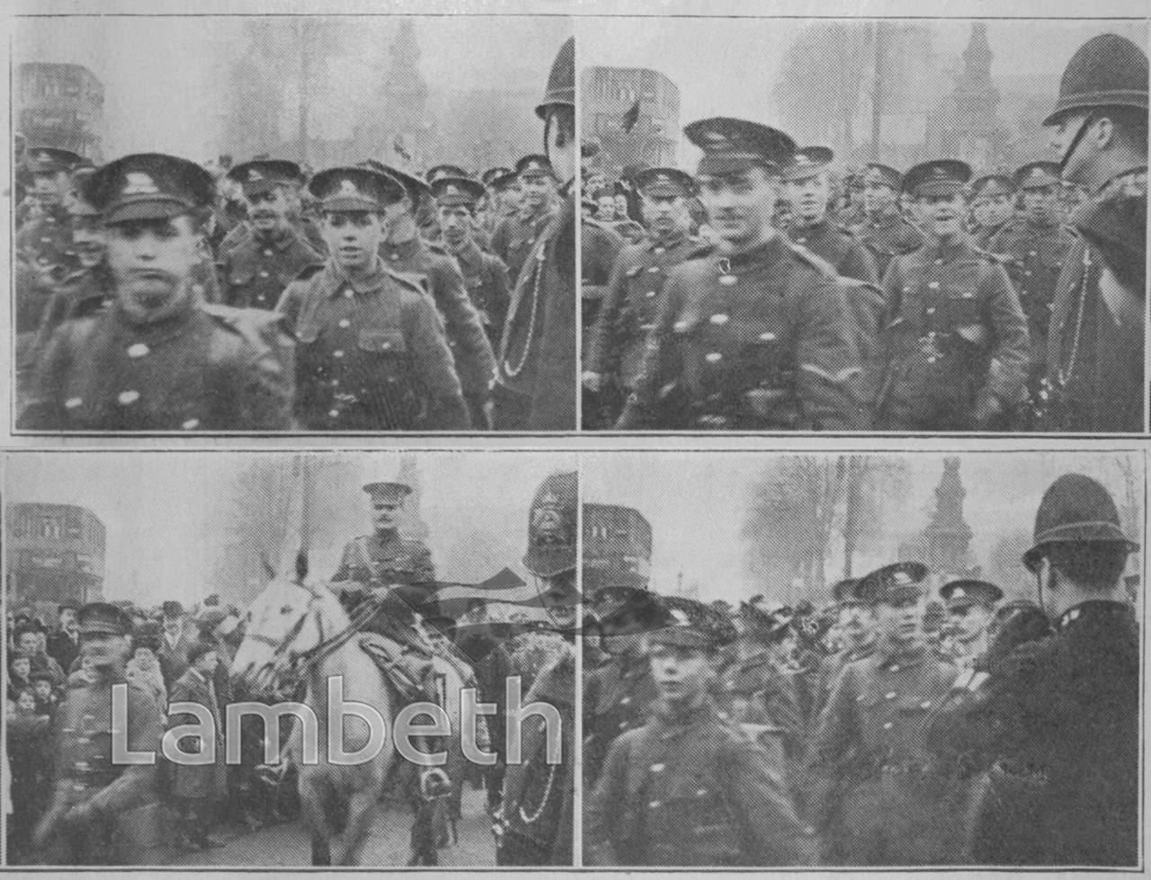 LAMBETH RECRUITS MARCHING OUTSIDE TOWN HALL, WWI