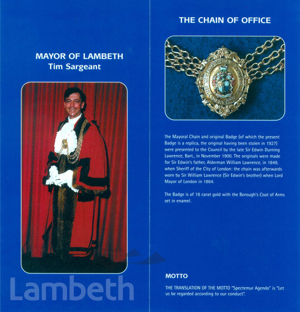 COUNCILLOR TIM SARGEANT, MAYOR OF LAMBETH