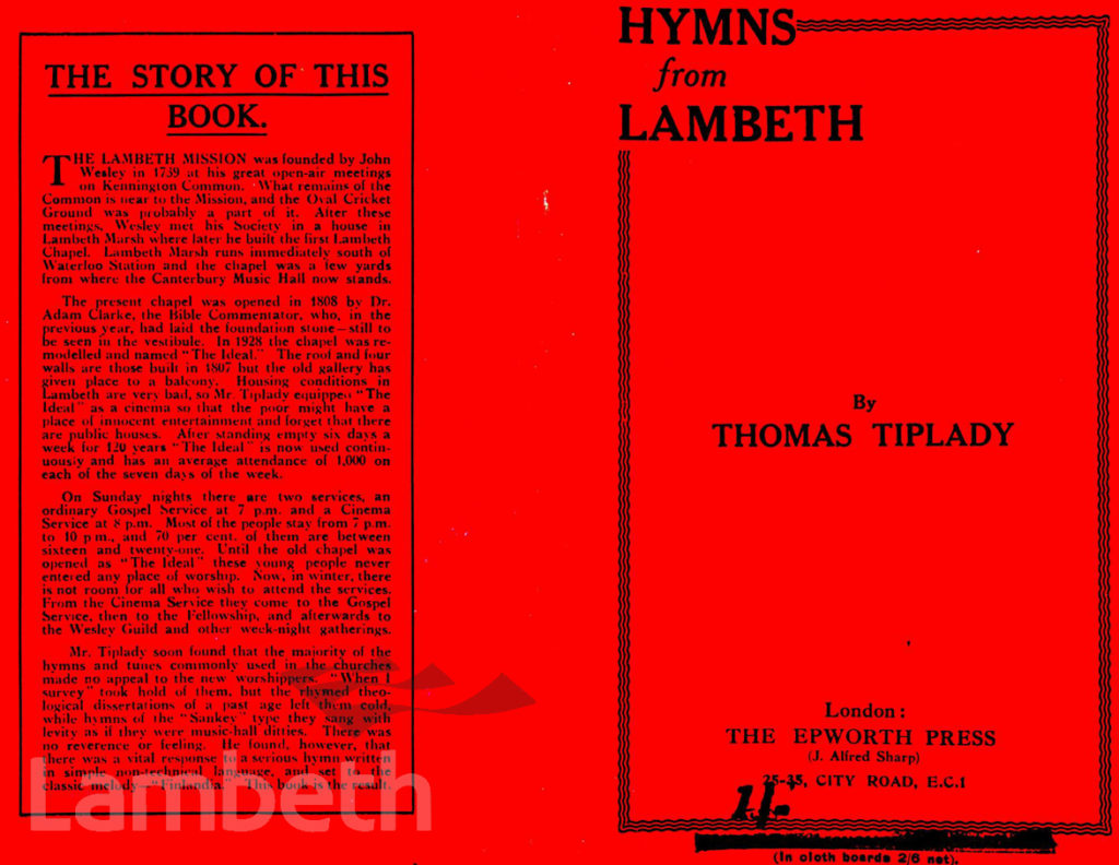HYMNS FROM LAMBETH BY THOMAS TIPLADY