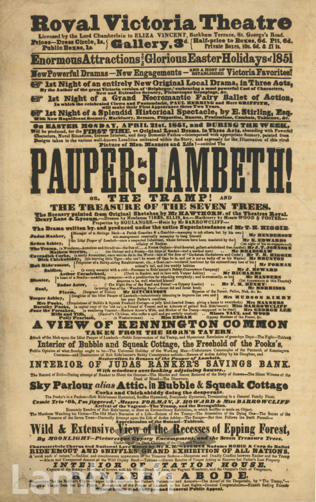 PLAYBILL, ROYAL VICTORIA THEATRE, THE CUT, WATERLOO