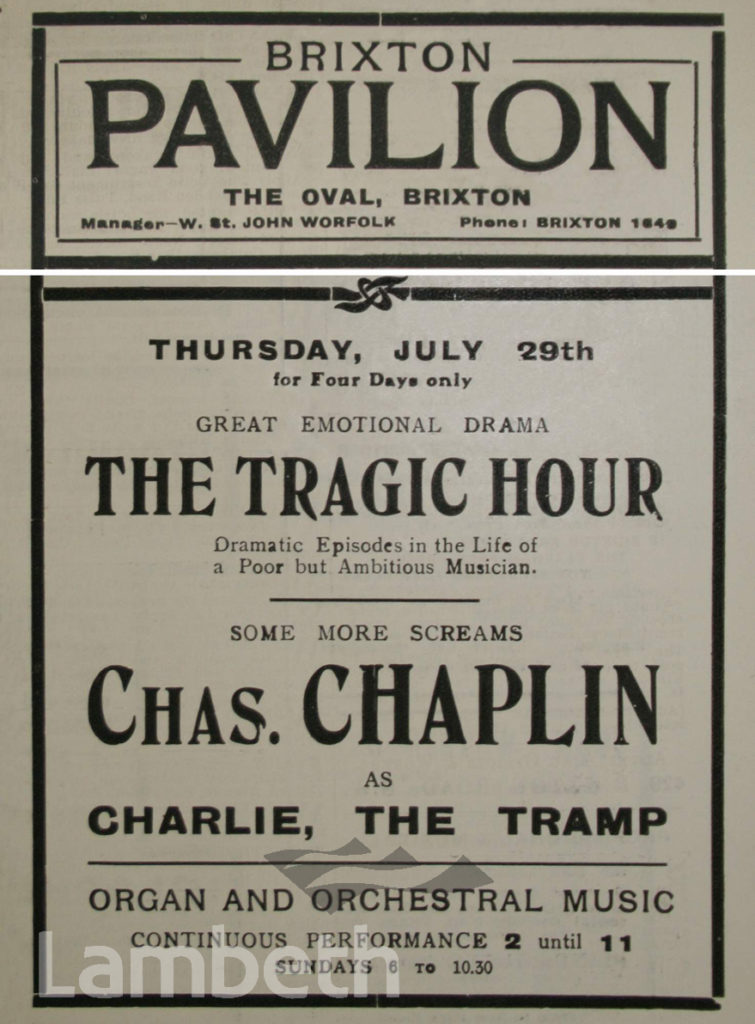 ADVERT: CHARLIE CHAPLIN IN THE TRAGIC HOUR, BRIXTON PAVILION