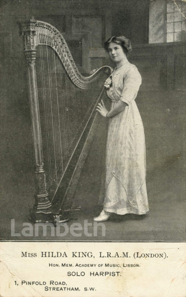 HILDA KING, SOLO HARPIST, PINFOLD ROAD, STREATHAM