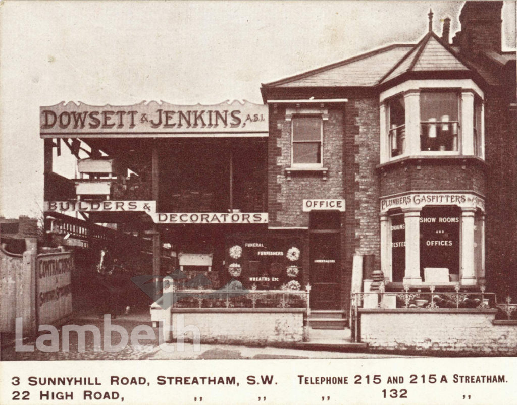 DOWSETT & JENKINS, BUILDERS, SUNNYHILL ROAD, STREATHAM