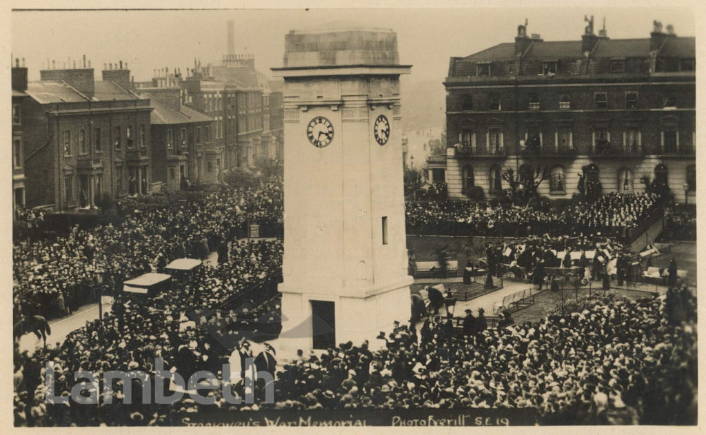 WAR MEMORIAL UNVEILING, CLAPHAM ROAD, STOCKWELL