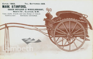 ADVERT: MARK STANFORD COACH BUILDER, NORTH ST, CLAPHAM