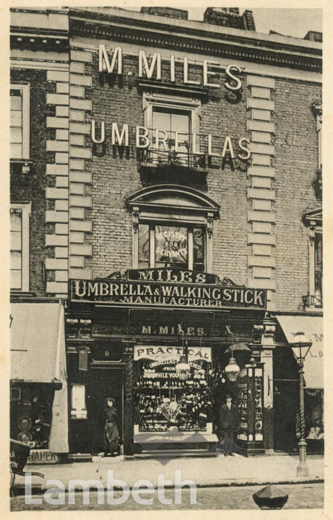 M. MILES, UMBRELLA MAKER, 8 THE PAVEMENT, CLAPHAM