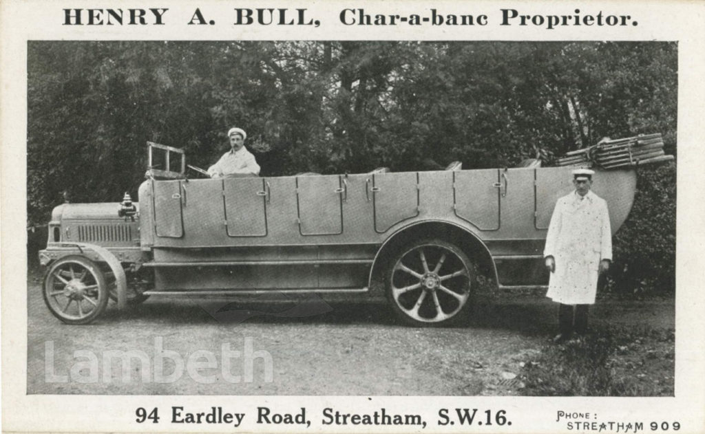 HENRY BULL, CHARABANC, EARDLEY ROAD, STREATHAM VALE