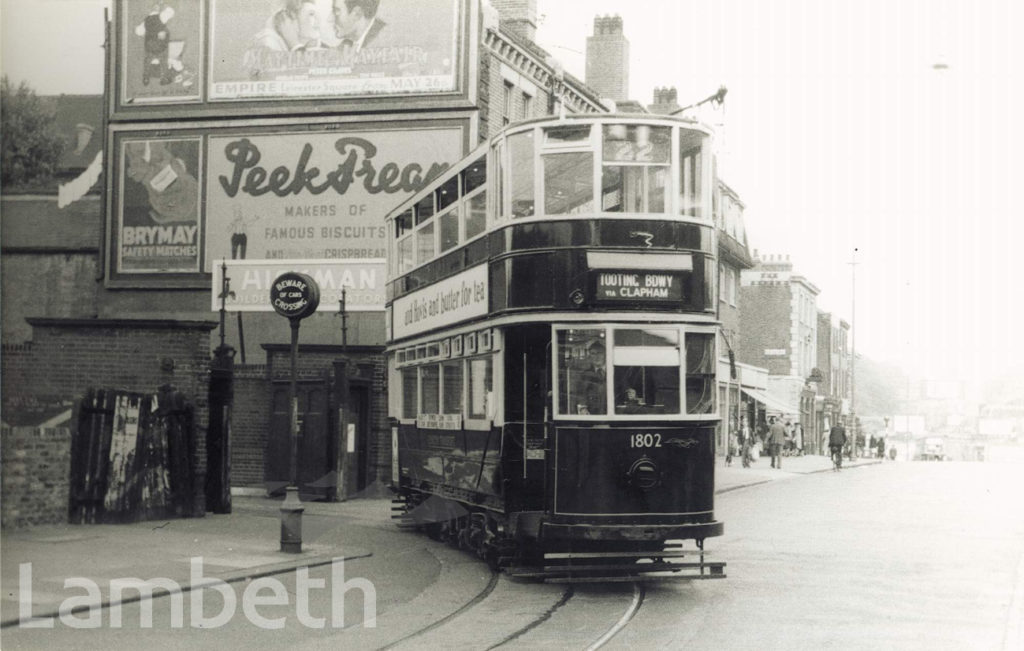 TRAM LEAVING CLAPHAM DEPOT, CLAPHAM PARK ROAD