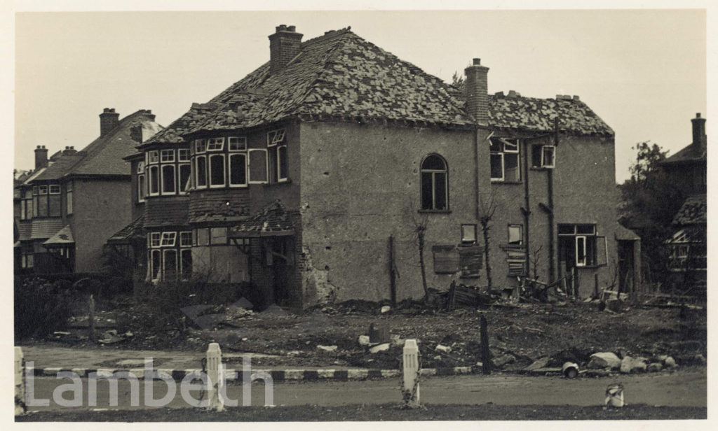 BOMBED HOUSES, WORLD WAR II, CLARENCE ROAD, CLAPHAM PARK