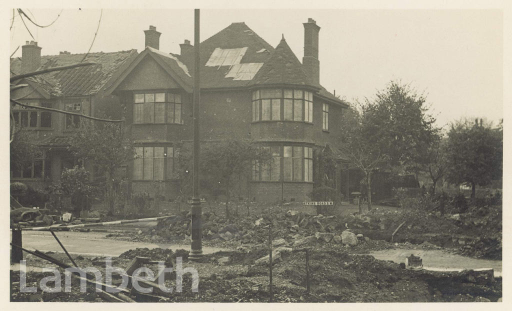 BOMBED HOUSES, WORLD WAR II, ATKINS ROAD, CLAPHAM PARK