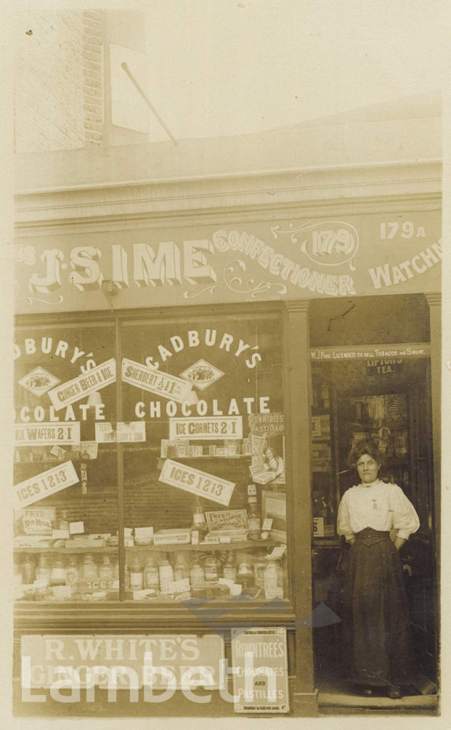 J. SIME, CONFECTIONER, 179 CLAPHAM HIGH STREET