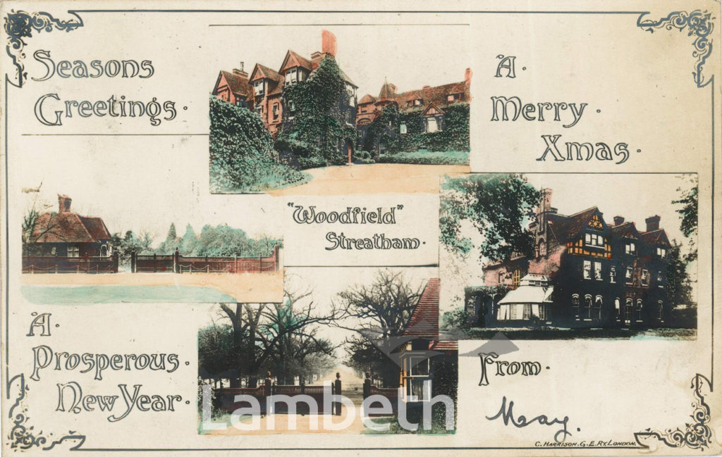 XMAS GREETINGS FROM WOODFIELD, BEDFORD HILL, STREATHAM