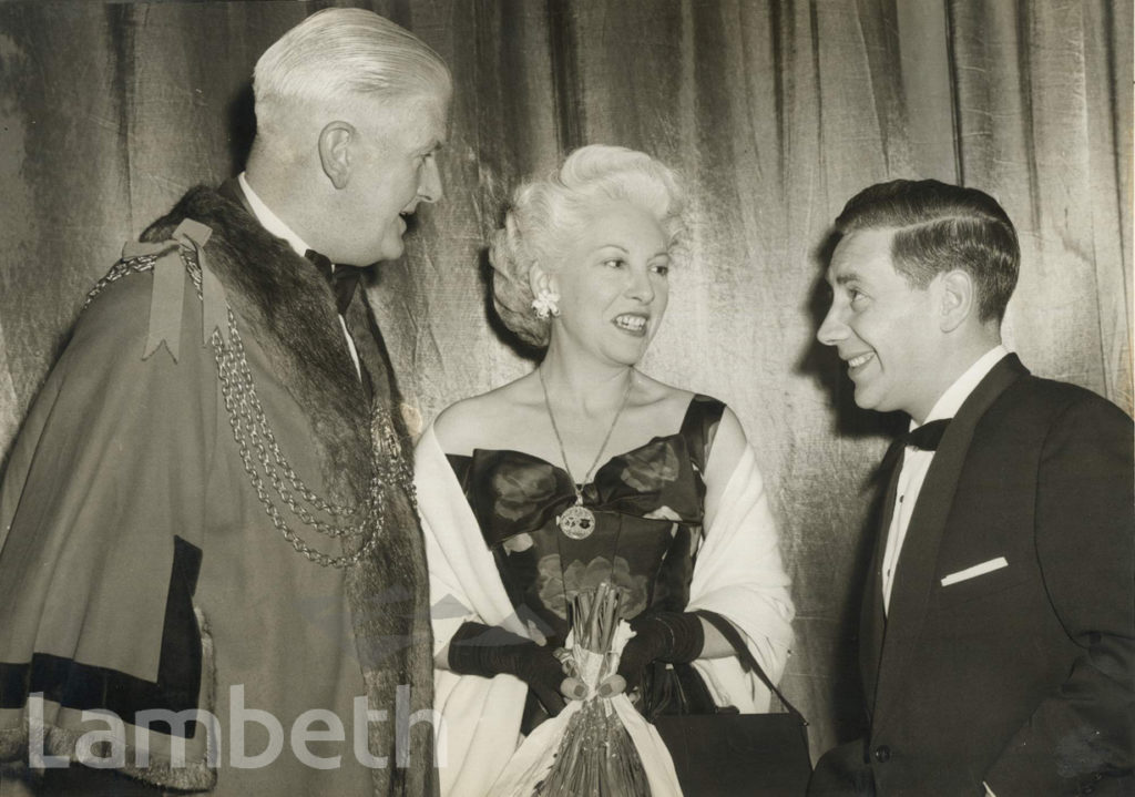 ACTOR ALFIE BOSS WITH MAYOR, GRANADA CINEMA, BRIXTON