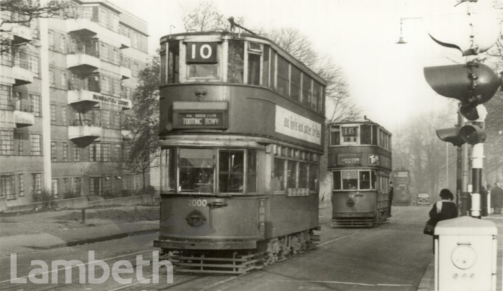 DUMBARTON COURT & TRAMS, BRIXTON HILL