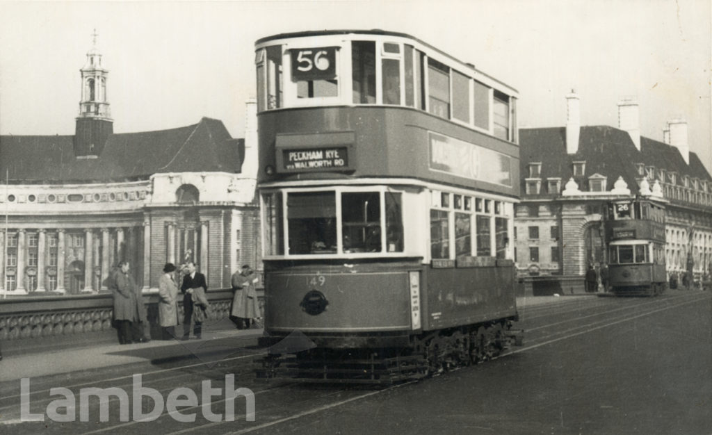 TRAM ON WESTMINSTER BRIDGE & COUNTY HALL