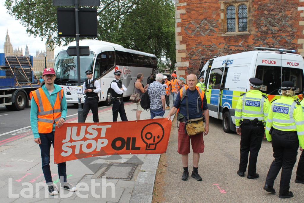 JUST STOP OIL PROTEST, LAMBETH PALACE ROAD