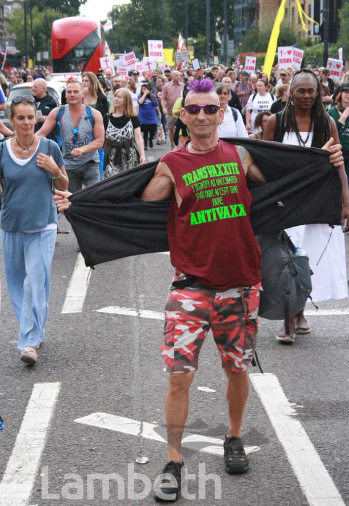 TRANSVAXXITE, ANTI-COVID VACCINATION PROTEST, BRIXTON ROAD