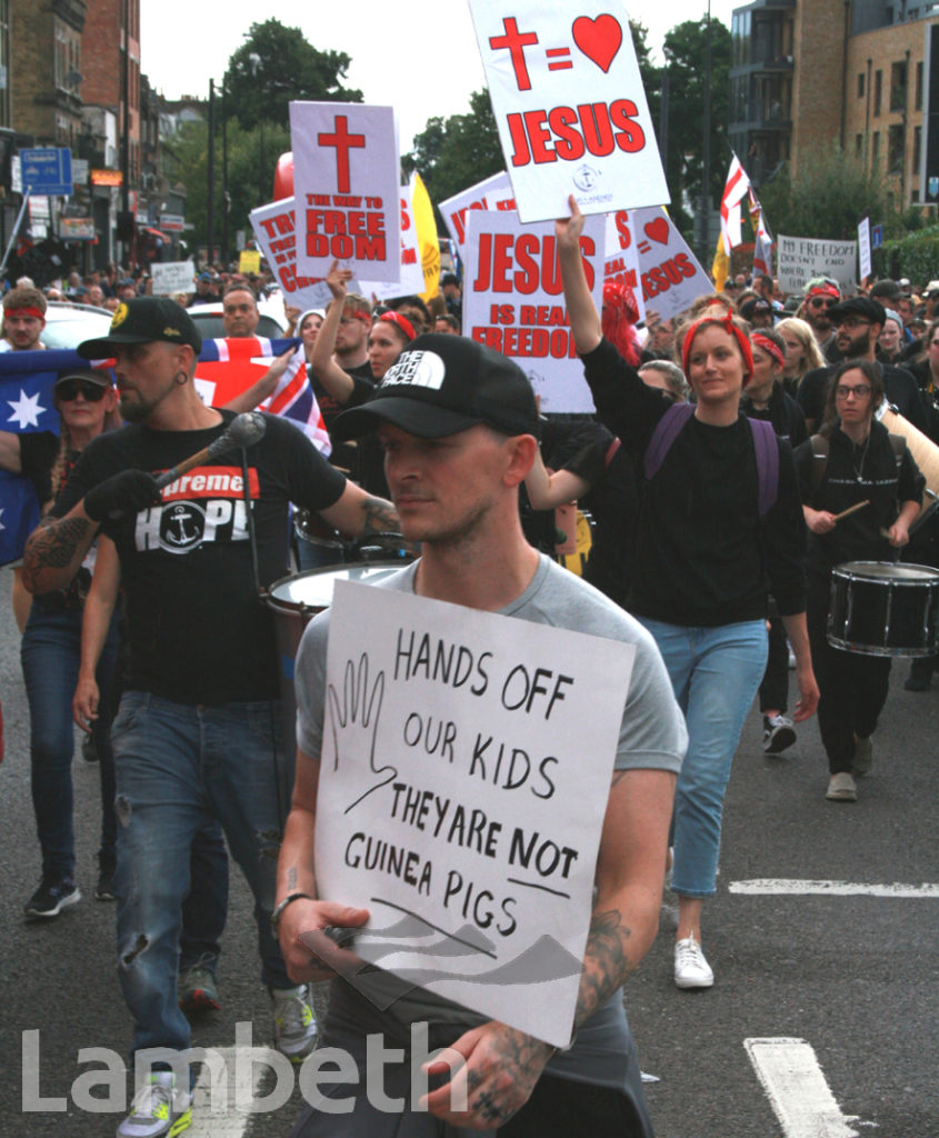 ANTI-COVID VACCINATION PROTEST MARCH, BRIXTON NORTH