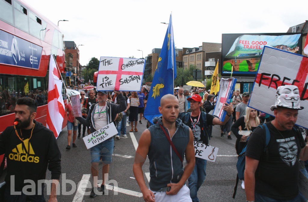 ANTI-COVID VACCINATION PROTEST MARCH, BRIXTON ROAD