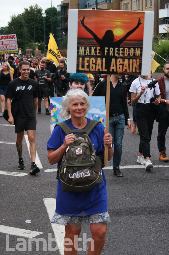 ANTI-COVID VACCINATION PROTESTER, BRIXTON ROAD