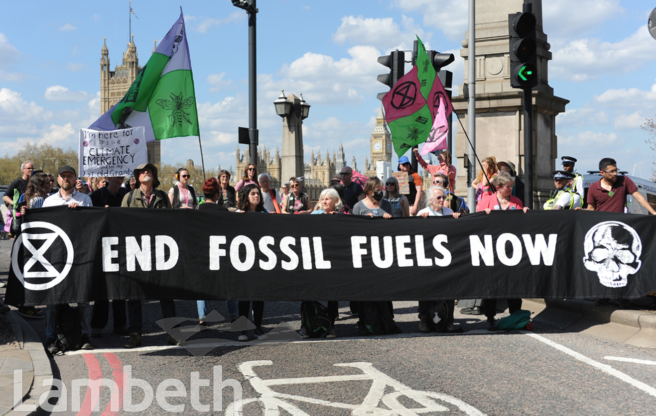 EXTINCTION REBELLION BLOCKADE, LAMBETH BRIDGE