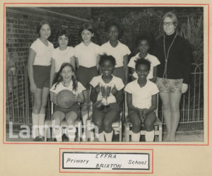 GIRLS NETBALL OR BASKETBALL TEAM, EFFRA PRIMARY SCHOOL, BRIXTON