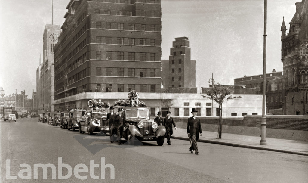 FIREMAN’S FUNERAL, ALBERT EMBANKMENT, LAMBETH