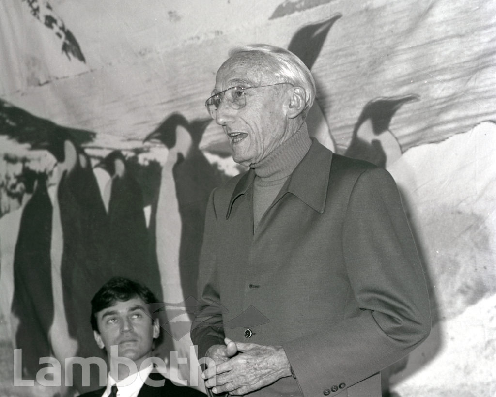 JACQUES COUSTEAU AT ANTARCTICA CONFERENCE, LONDON