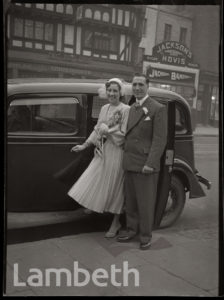 WHEDDON & DELANEY WEDDING, OUTSIDE ST MARY'S, KENNINGTON PARK ROAD