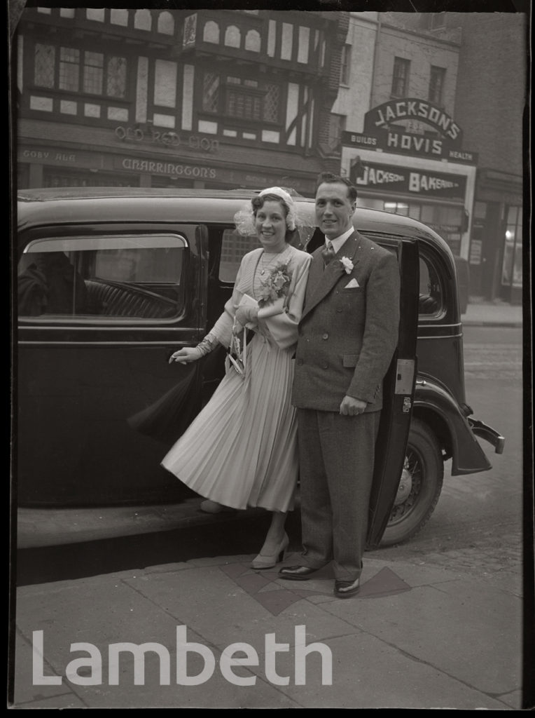 WHEDDON & DELANEY WEDDING, OUTSIDE ST MARY’S, KENNINGTON PARK ROAD