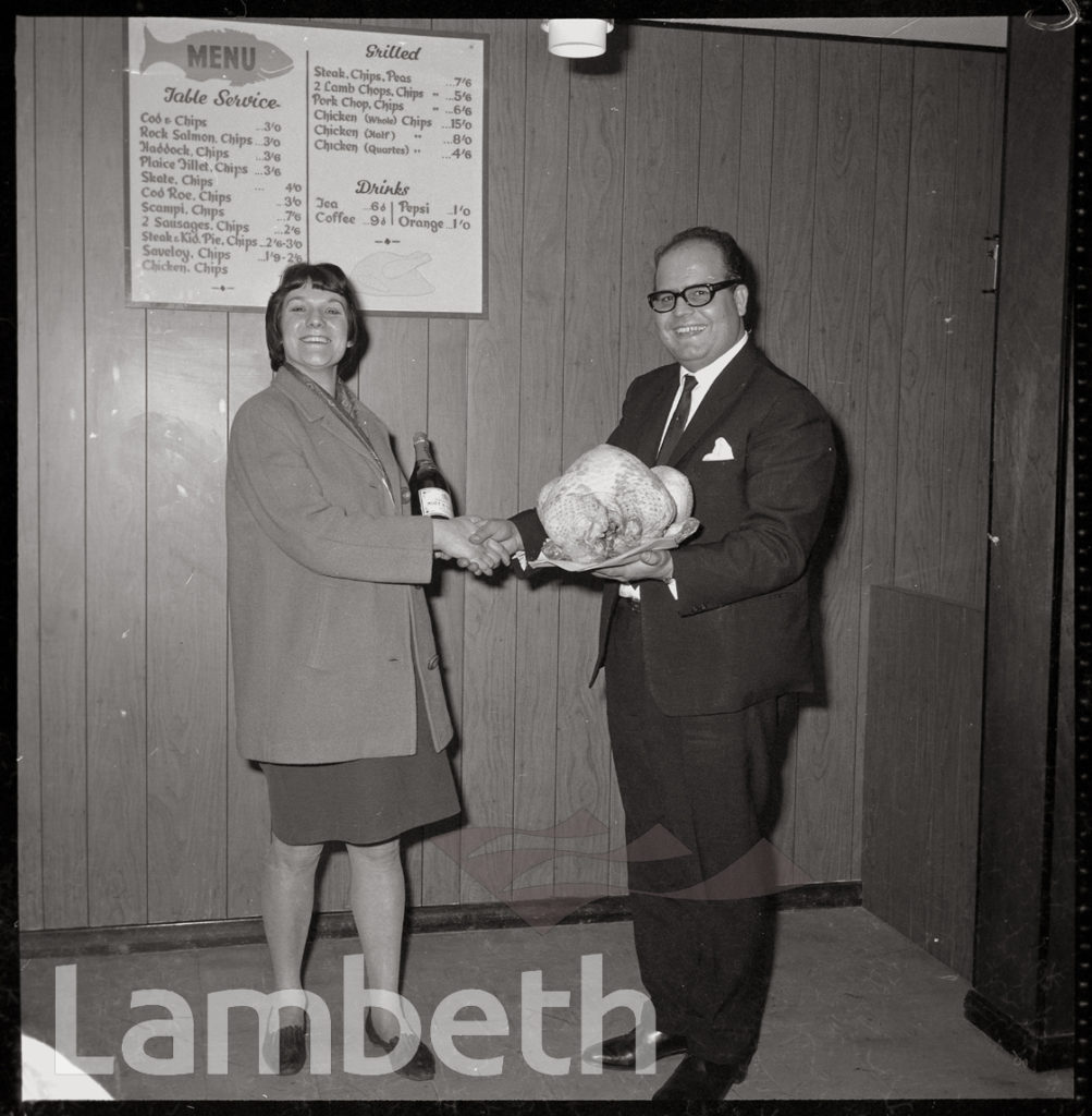 RAFFLE WINNER, WINDMILL FISH BAR, WINDMILL ROW, KENNINGTON