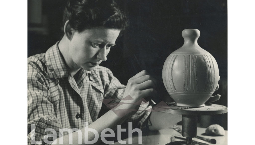 AGNETE HOY DECORATING VASE, DOULTON’S, LAMBETH
