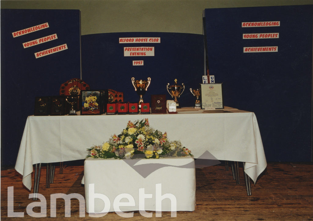 ALFORD HOUSE CLUB PRESENTATION EVENING, AVELINE STREET, KENNINGTON