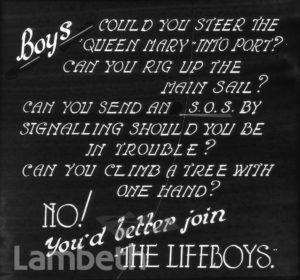 LIFEBOYS BRIGADE POSTER, LAMBETH MISSION