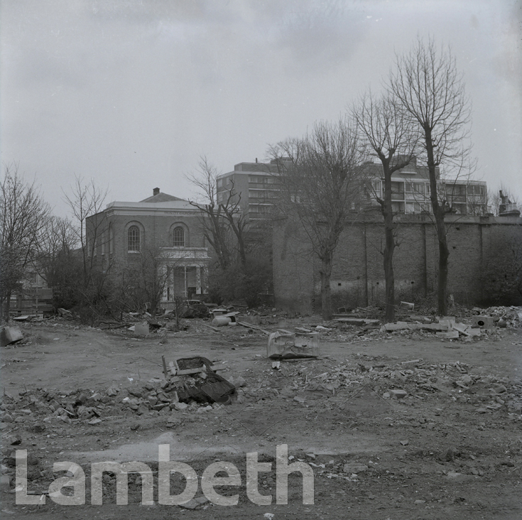 DEMOLITION SITE & TRINITY CONGREGATIONAL CHURCH, RUSH COMMON, BRIXTON HILL