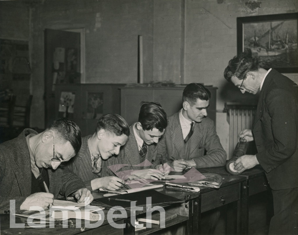 ART & LEATHERWORK CLASS, WALWORTH MEN’S INSTITUTE, AVENUE SCHOOL, CAMBERWELL