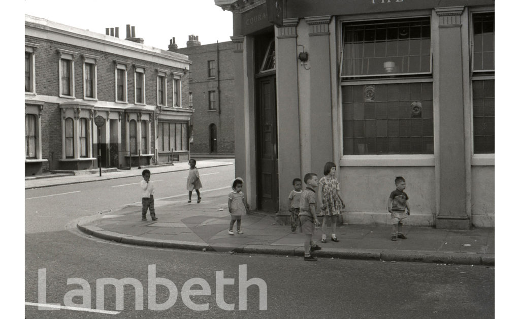 CHILDREN OUTSIDE TREHERNE ARMS, ELLIOTT ROAD, BRIXTON