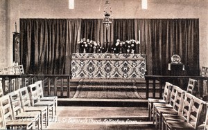 St. Dunstan’s Church, Bellingham Green. Interior: view of altar.