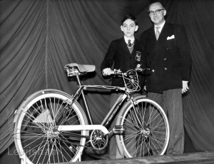 Henry Price MP Presenting A Bicycle At Road Safety Compettion