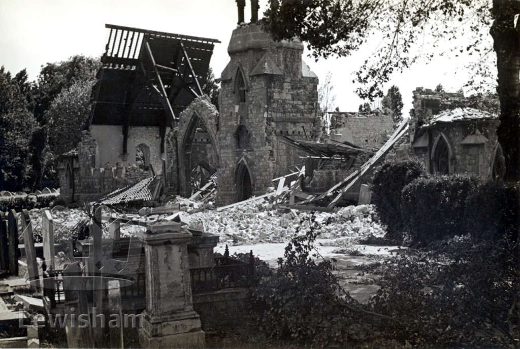 Brockley Cemetery – Church of England Chapel bomb damage
