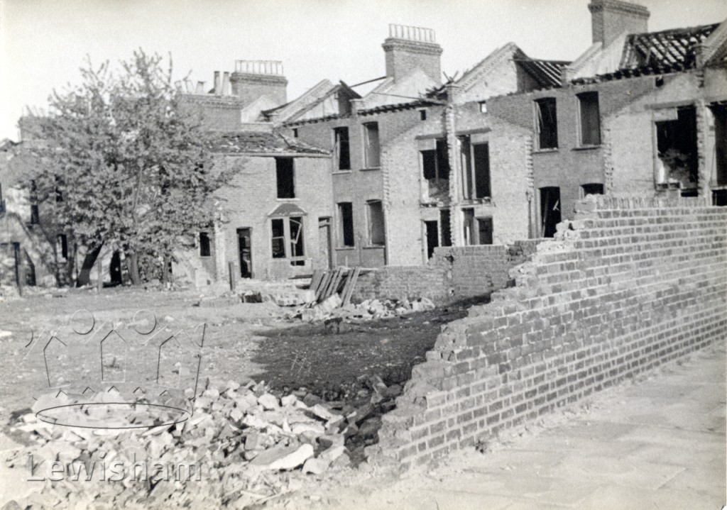 Backs of houses after bombing