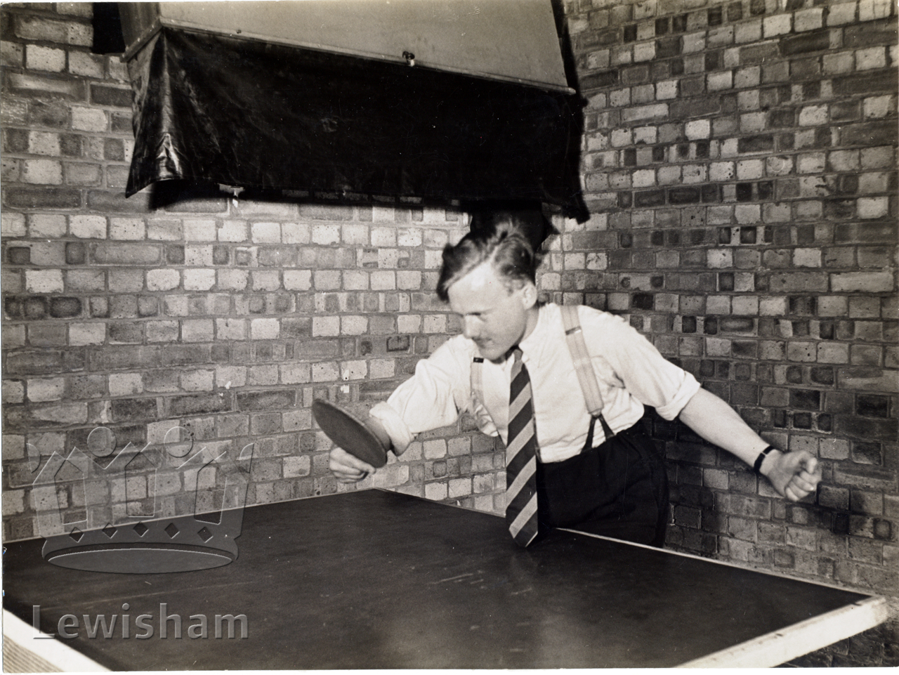 Malpas Road Depot Man playing table tennis Lewisham Borough PhotosLewisham Borough Photos