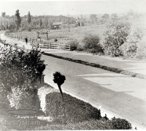 View from no. 140, Verdant Lane showing fields across road.