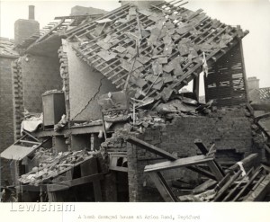 A bomb damaged house at Arica Road, Deptford.