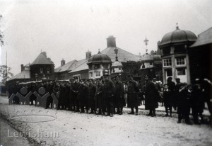 Army Service Corps personnel in front of the Barracks (later Grove Park Hospital)