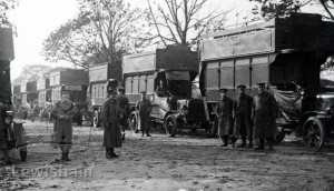 Army Service Corps motor transport in Grove Park Road, 1914-1918