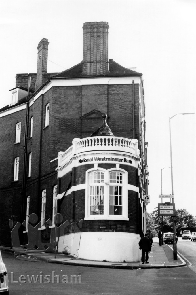 National Westminster Bank, at the junction of Cresswell Park (left), and Blackheath Village.