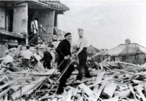 Bomb damage in Harland Road, Lee
